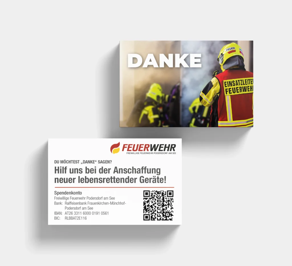 Danke- und Spendenkarten der Feuerwehr Podersdorf am See